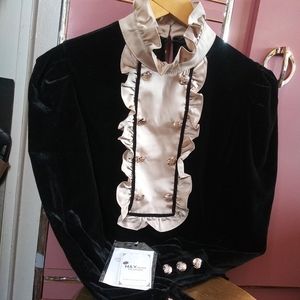 H & Y You Hue Black Blouse Long Sleeve, Small